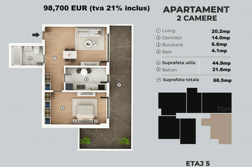 Berceni Metalurgiei 2 Camere Finalizat, Terasa 22mp