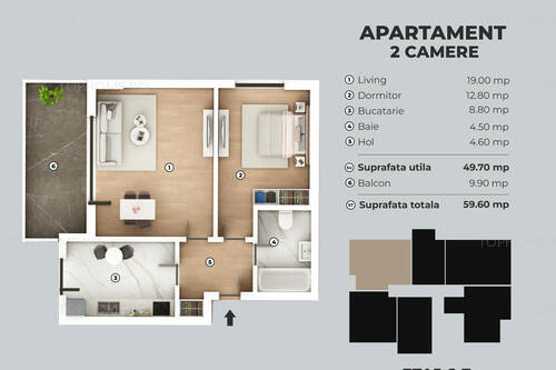 Metalurgiei Carrefour - 2 Camere + Terasa 22mp