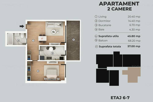 Metalurgiei Carrefour - 2 Camere + Terasa 22mp