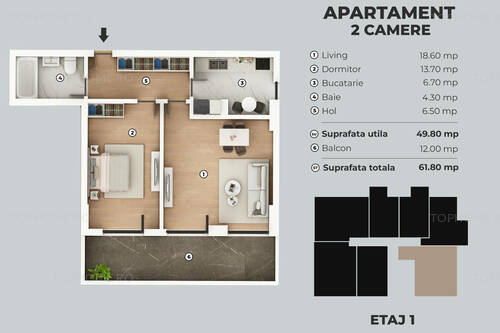Metalurgiei Carrefour - 2 Camere + Terasa 22mp