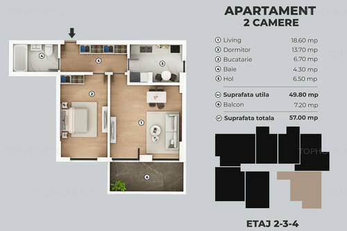 Metalurgiei Carrefour - 2 Camere + Terasa 22mp