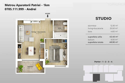 Metrou Aparatorii Patriei - Studio 48.9mp - Metrou 12 Min