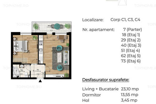 Metrou Berceni 350m - 2 Camere Tip Studio 51mp -