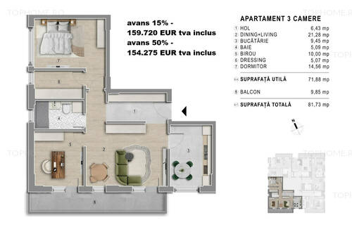 Metrou Berceni - Studio 47mp - Bloc Boutique 2027