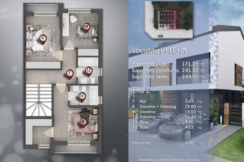 Vila Premium, P+1E+M, Su 171 Mp, Teren 242 Mp