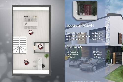 Vila Premium, P+1E+M, Su 171 Mp, Teren 242 Mp