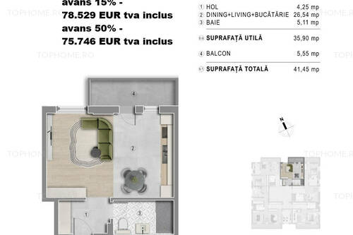 Metrou Berceni - Garsoniera 41mp - Bloc Boutique 2027